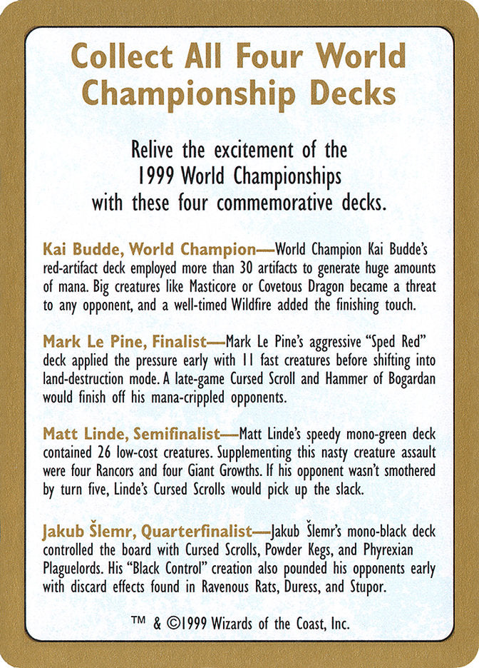 1999 World Championships Ad [World Championship Decks 1999] | GrognardGamesBatavia