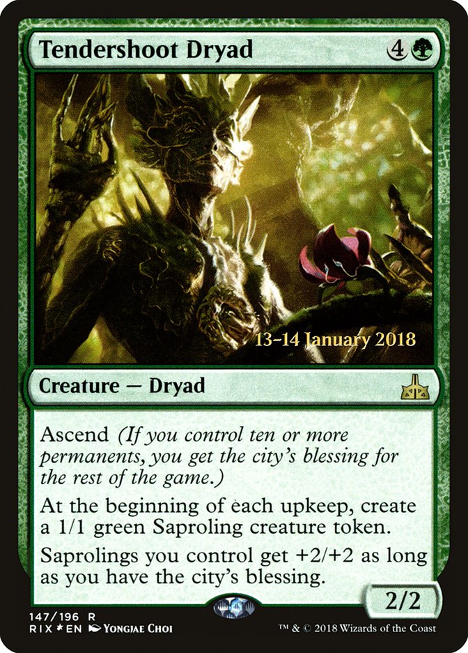 Tendershoot Dryad [Rivals of Ixalan Prerelease Promos] | GrognardGamesBatavia