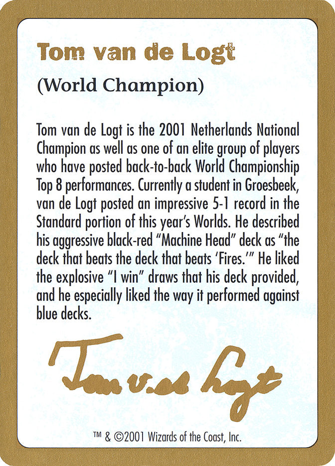 Tom van de Logt Bio [World Championship Decks 2001] | GrognardGamesBatavia