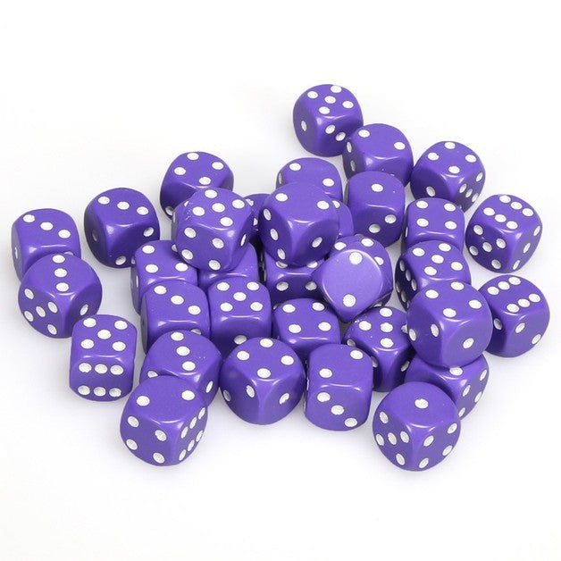 CHX25807 Opaque Purple/White 36 D6 set | GrognardGamesBatavia