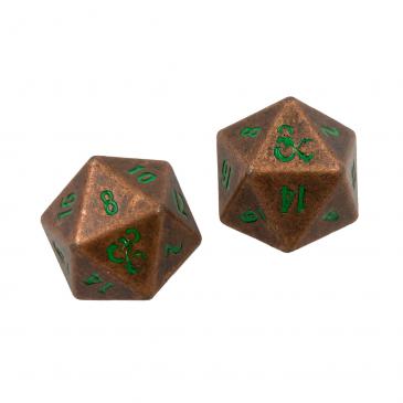 DUNGEONS & DRAGONS - HEAVY METAL D20 GREEN AND COPPER POLYHEDRAL SET (2CT) | GrognardGamesBatavia