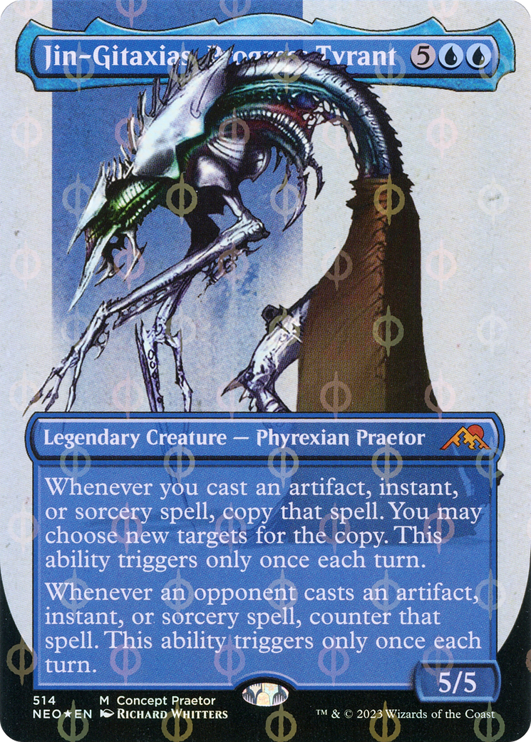 Jin-Gitaxias, Progress Tyrant (Borderless Concept Praetors Step-and-Compleat Foil) [Phyrexia: All Will Be One] | GrognardGamesBatavia