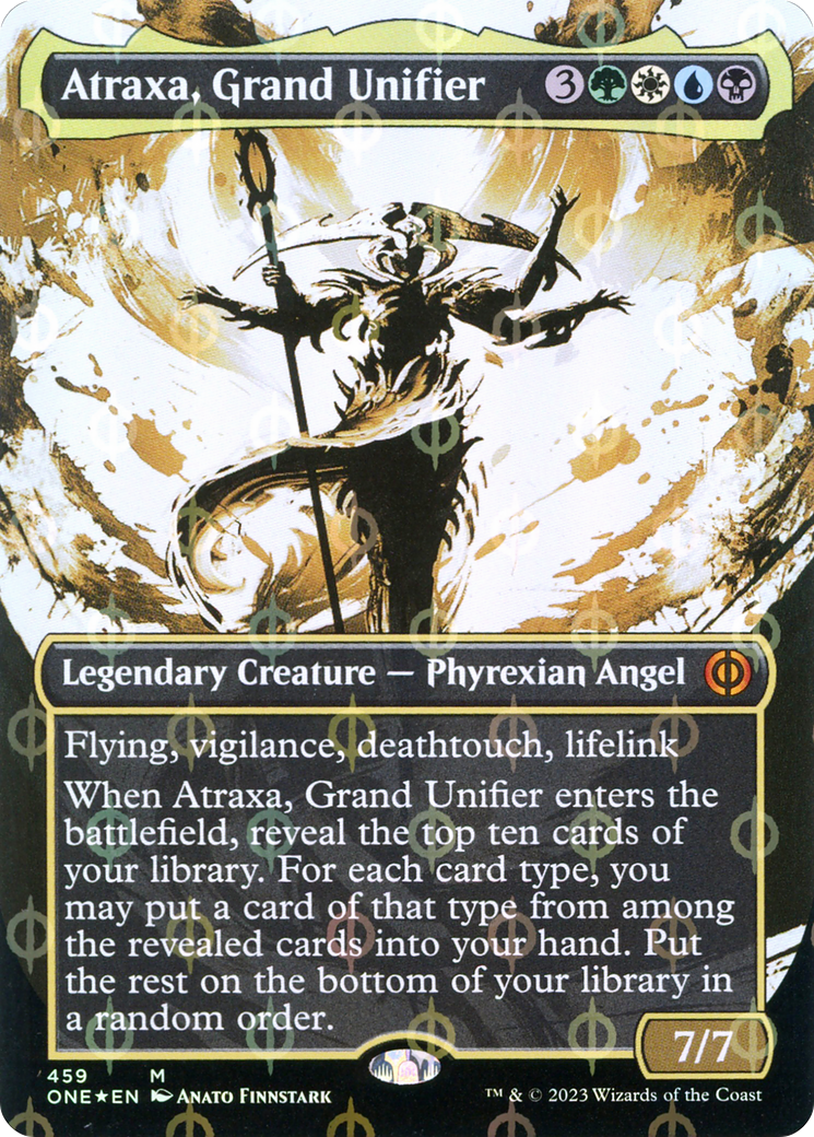 Atraxa, Grand Unifier (Borderless Ichor Step-and-Compleat Foil) [Phyrexia: All Will Be One] | GrognardGamesBatavia