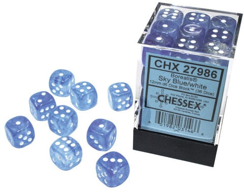 CHX27986 Sky Blue/white 36 D6 set | GrognardGamesBatavia