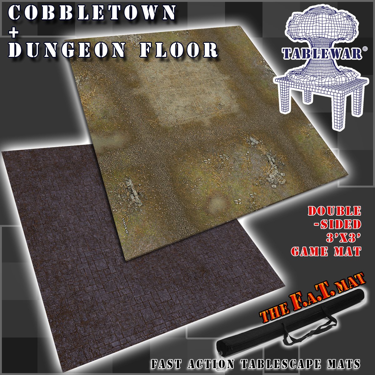 FAT Mat Cobbletown + Dungeon Floor 3' x 3' | GrognardGamesBatavia