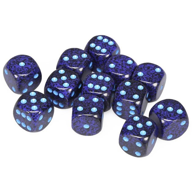 CHX25707 Speckled Cobalt 12 D6 set | GrognardGamesBatavia