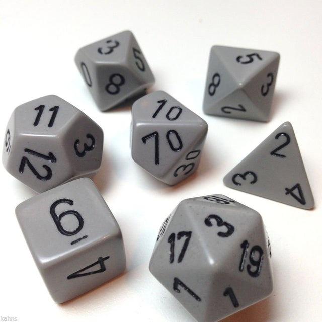 CHX25410 Opaque Grey/Black 7 dice set | GrognardGamesBatavia