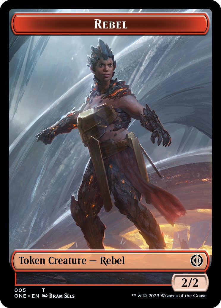 Rebel // Goblin Double-Sided Token [Phyrexia: All Will Be One Commander Tokens] | GrognardGamesBatavia