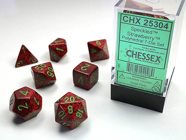 CHX25304 Speckled Strawberry Polyhedral 7-Dice Set | GrognardGamesBatavia