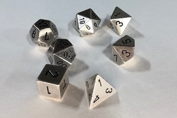 CHX27021 Metal Silver 7 Dice | GrognardGamesBatavia