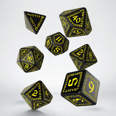 Runic Dice Set (Black / Yellow) | GrognardGamesBatavia