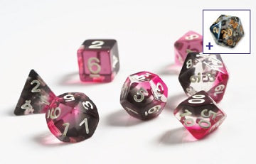 Sirius Dice Pink Clear Black 7 Die Set | GrognardGamesBatavia