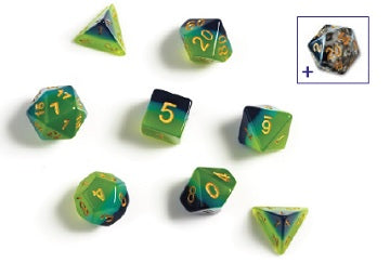 Sirius Green/Blue Translucent 7 Dice-set | GrognardGamesBatavia