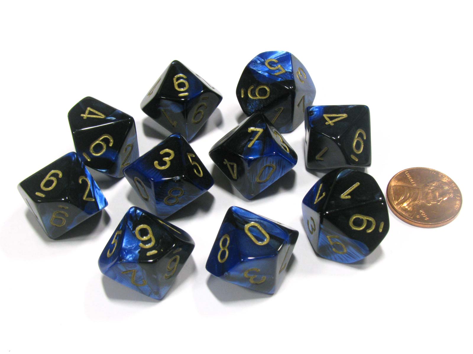 CHX26235 10 D10 Gemini Black-Blue/Gold | GrognardGamesBatavia