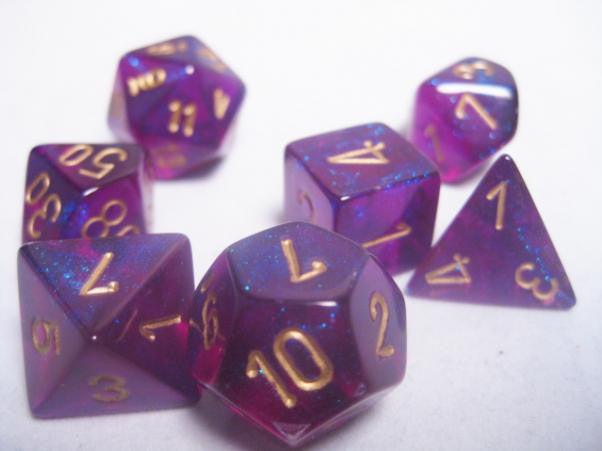 CHX27467 Borealis Royal Purple/Gold 7 Die set | GrognardGamesBatavia