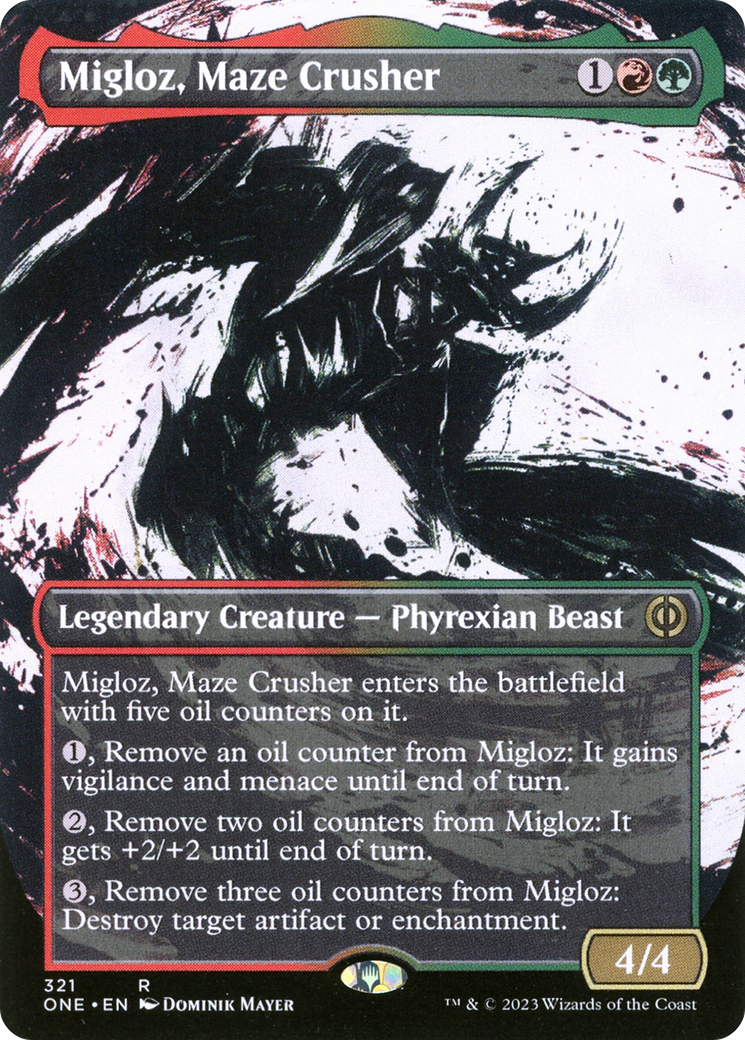 Migloz, Maze Crusher (Borderless Ichor) [Phyrexia: All Will Be One] | GrognardGamesBatavia
