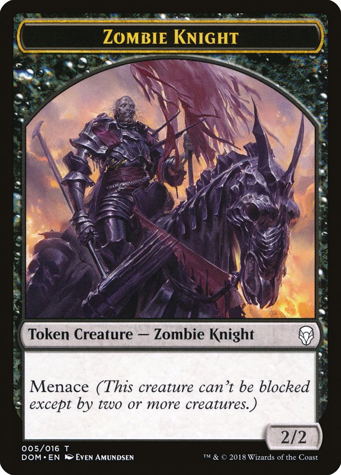 Zombie Knight Token [Dominaria Tokens] | GrognardGamesBatavia