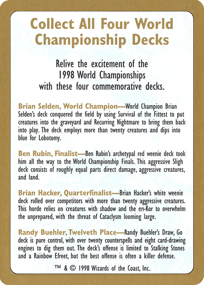 1998 World Championships Ad [World Championship Decks 1998] | GrognardGamesBatavia
