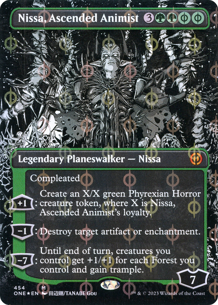 Nissa, Ascended Animist (Borderless Manga Step-and-Compleat Foil) [Phyrexia: All Will Be One] | GrognardGamesBatavia