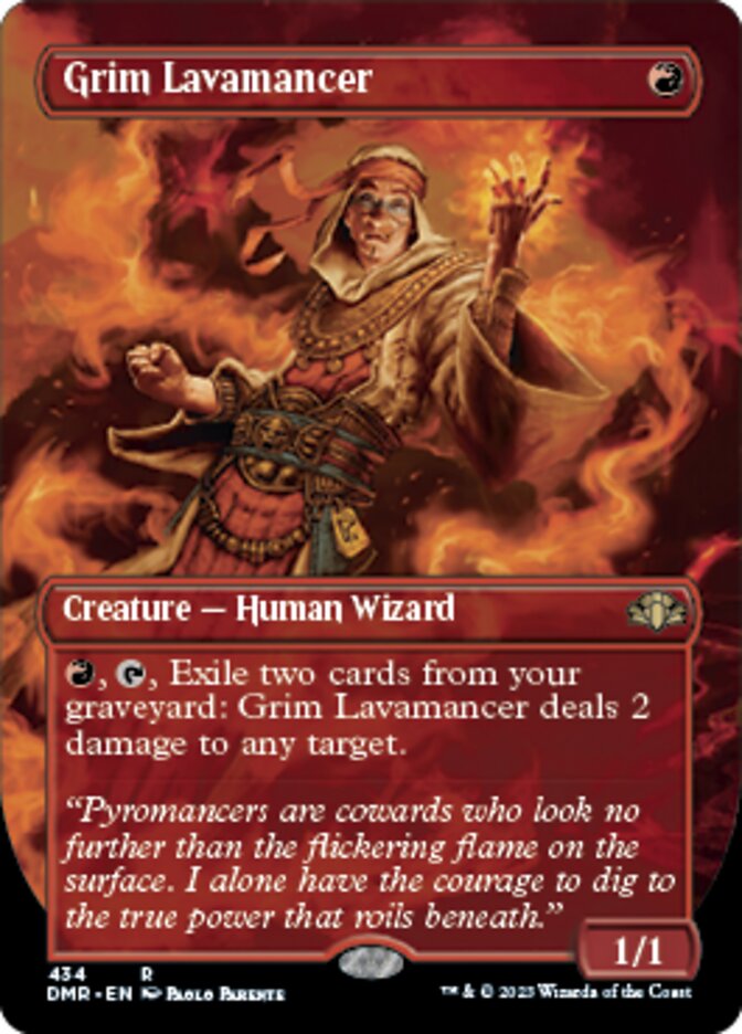 Grim Lavamancer (Borderless Alternate Art) [Dominaria Remastered] | GrognardGamesBatavia