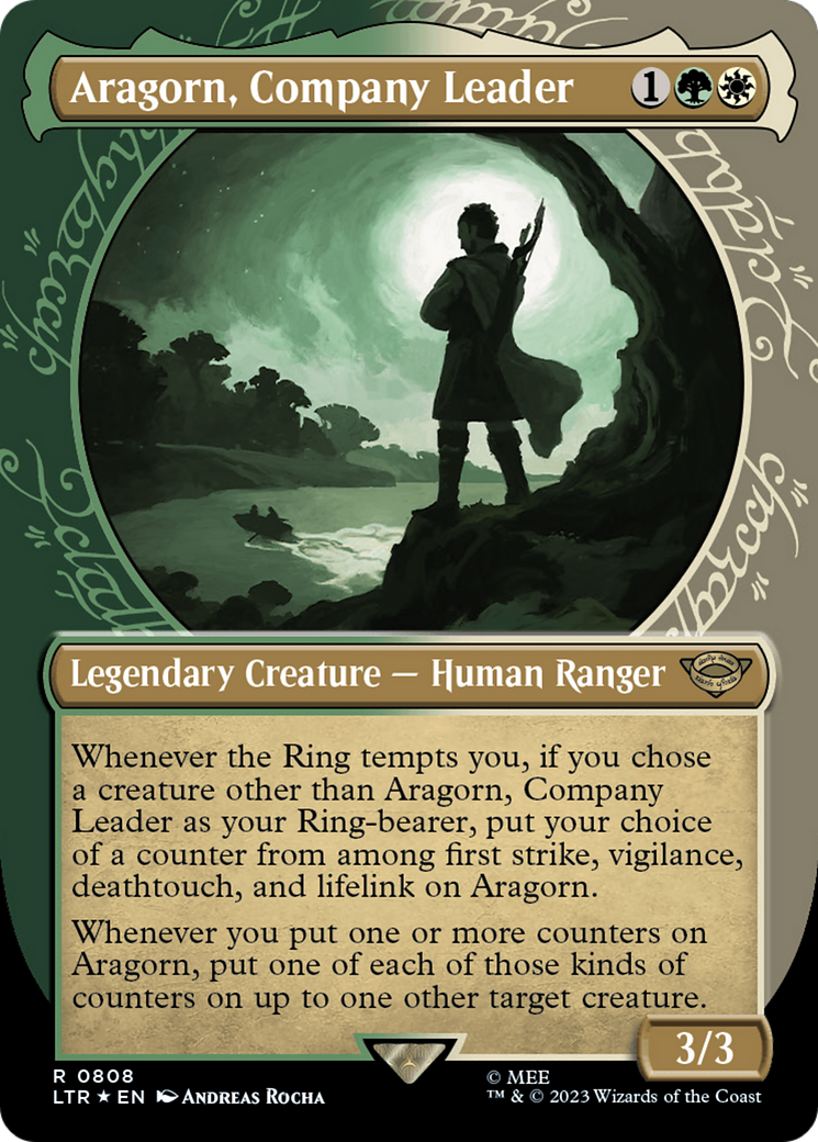 Aragorn, Company Leader (Showcase) (Surge Foil) [The Lord of the Rings: Tales of Middle-Earth] | GrognardGamesBatavia