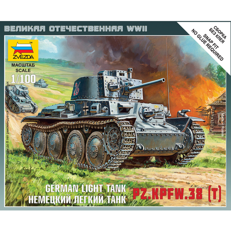 Zvezda 1/100 Pz.Kpfw. 38(T) German Light Tank | GrognardGamesBatavia