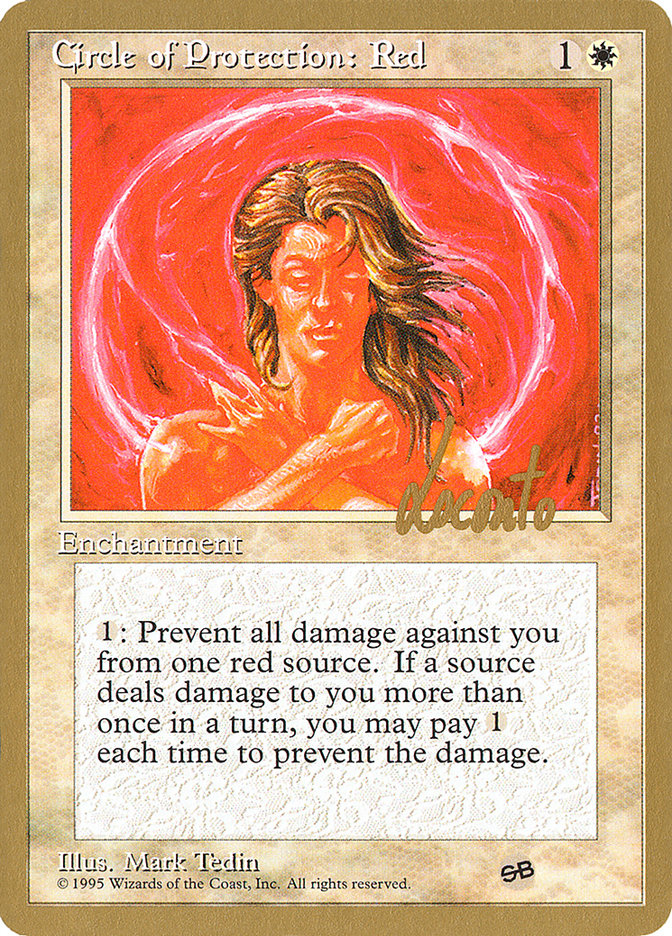 Circle of Protection: Red (Michael Loconto) (SB) (4ED) [Pro Tour Collector Set] | GrognardGamesBatavia