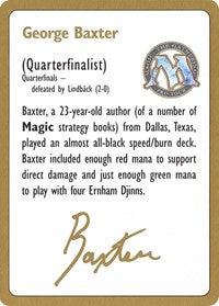 1996 George Baxter Biography Card [World Championship Decks] | GrognardGamesBatavia