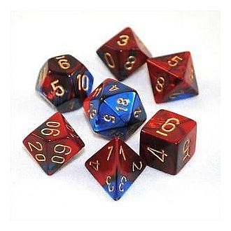 CHX26429 Gemini Blue-Red/Gold 7 die set | GrognardGamesBatavia