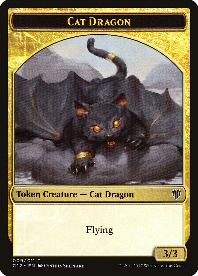 Cat Dragon // Dragon (007) Double-Sided Token [Commander 2017 Tokens] | GrognardGamesBatavia