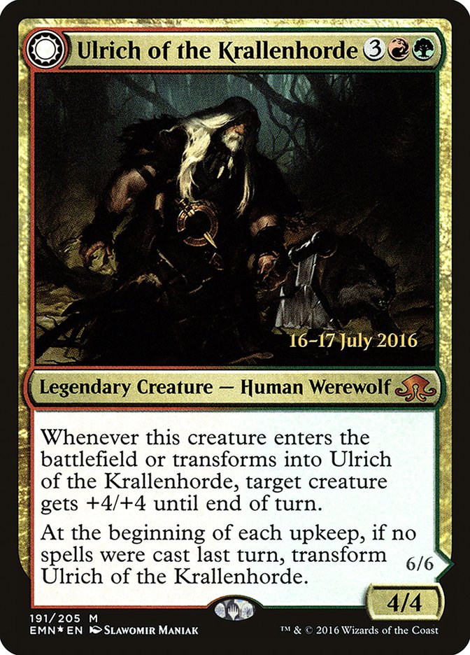 Ulrich of the Krallenhorde // Ulrich, Uncontested Alpha [Eldritch Moon Prerelease Promos] | GrognardGamesBatavia