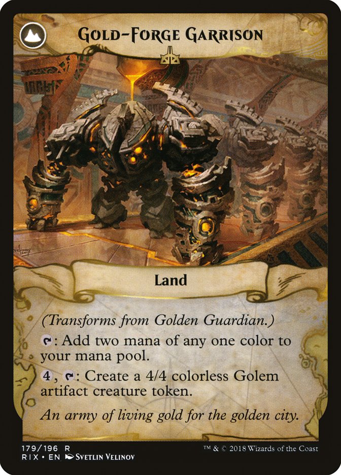 Golden Guardian // Gold-Forge Garrison [Rivals of Ixalan] | GrognardGamesBatavia