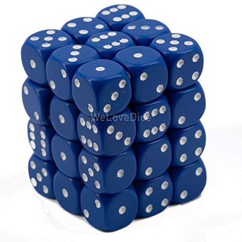 CHX25806 Opaque Blue/White 12mm d6 Dice Block | GrognardGamesBatavia