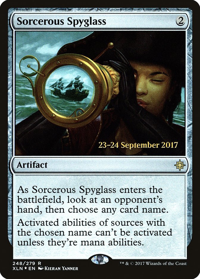 Sorcerous Spyglass [Ixalan Prerelease Promos] | GrognardGamesBatavia