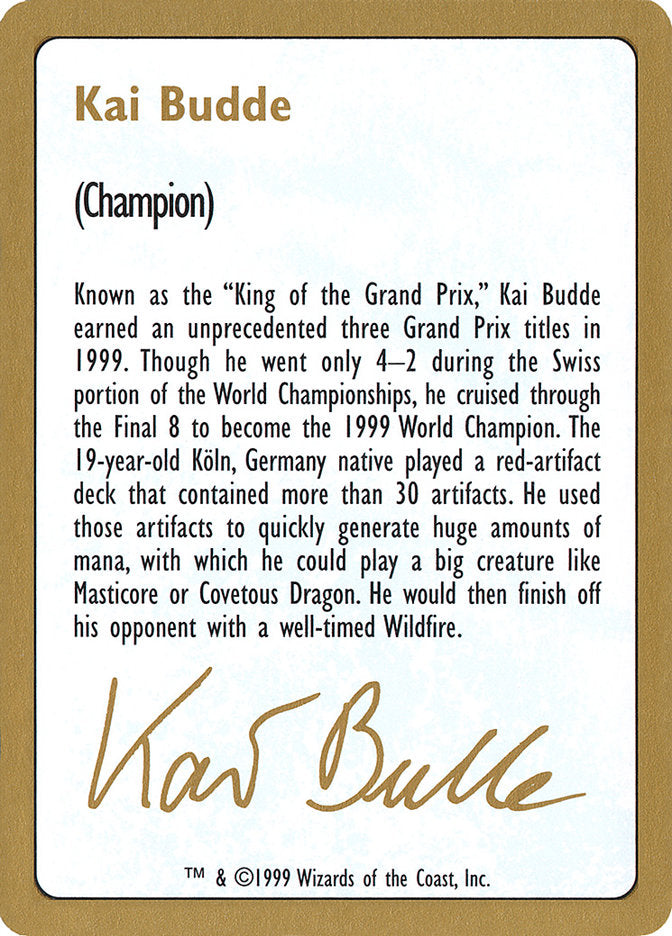 Kai Budde Bio [World Championship Decks 1999] | GrognardGamesBatavia