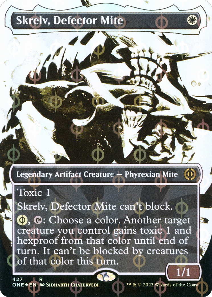 Skrelv, Defector Mite (Borderless Ichor Step-and-Compleat Foil) [Phyrexia: All Will Be One] | GrognardGamesBatavia