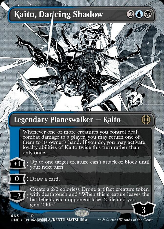Kaito, Dancing Shadow (Borderless Manga Step-and-Compleat Foil) [Phyrexia: All Will Be One] | GrognardGamesBatavia