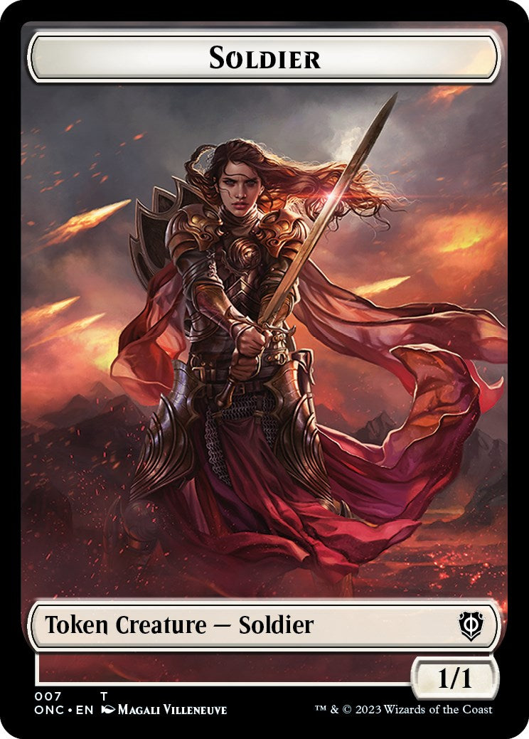 Soldier (007) // Angel Double-Sided Token [Phyrexia: All Will Be One Commander Tokens] | GrognardGamesBatavia