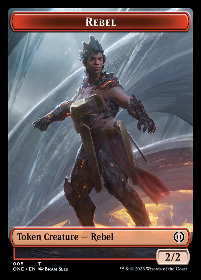 Rebel // Phyrexian Germ Double-Sided Token [Phyrexia: All Will Be One Commander Tokens] | GrognardGamesBatavia