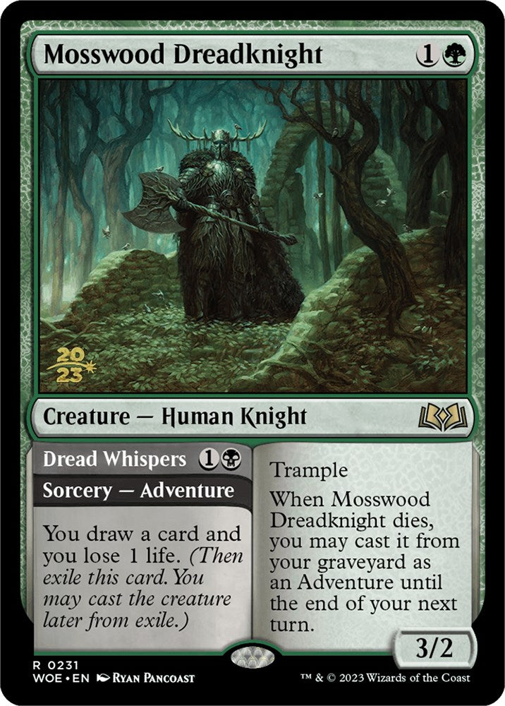 Mosswood Dreadknight // Dread Whispers [Wilds of Eldraine Prerelease Promos] | GrognardGamesBatavia