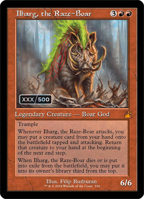 Ilharg, the Raze-Boar (Retro) (Serialized) [Ravnica Remastered] | GrognardGamesBatavia