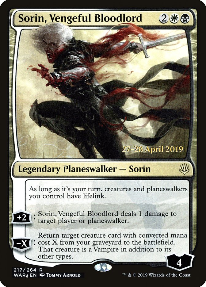 Sorin, Vengeful Bloodlord [War of the Spark Prerelease Promos] | GrognardGamesBatavia