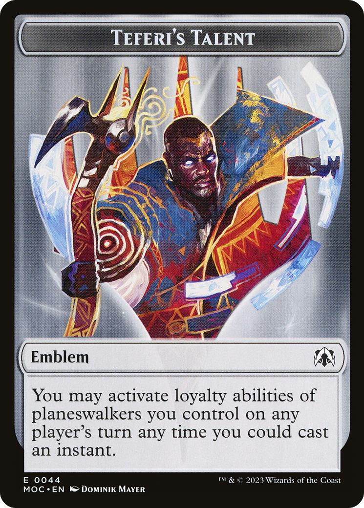 First Mate Ragavan // Teferi's Talent Emblem Double-Sided Token [March of the Machine Commander Tokens] | GrognardGamesBatavia