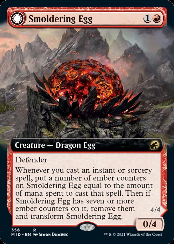 Smoldering Egg // Ashmouth Dragon (Extended Art) [Innistrad: Midnight Hunt] | GrognardGamesBatavia