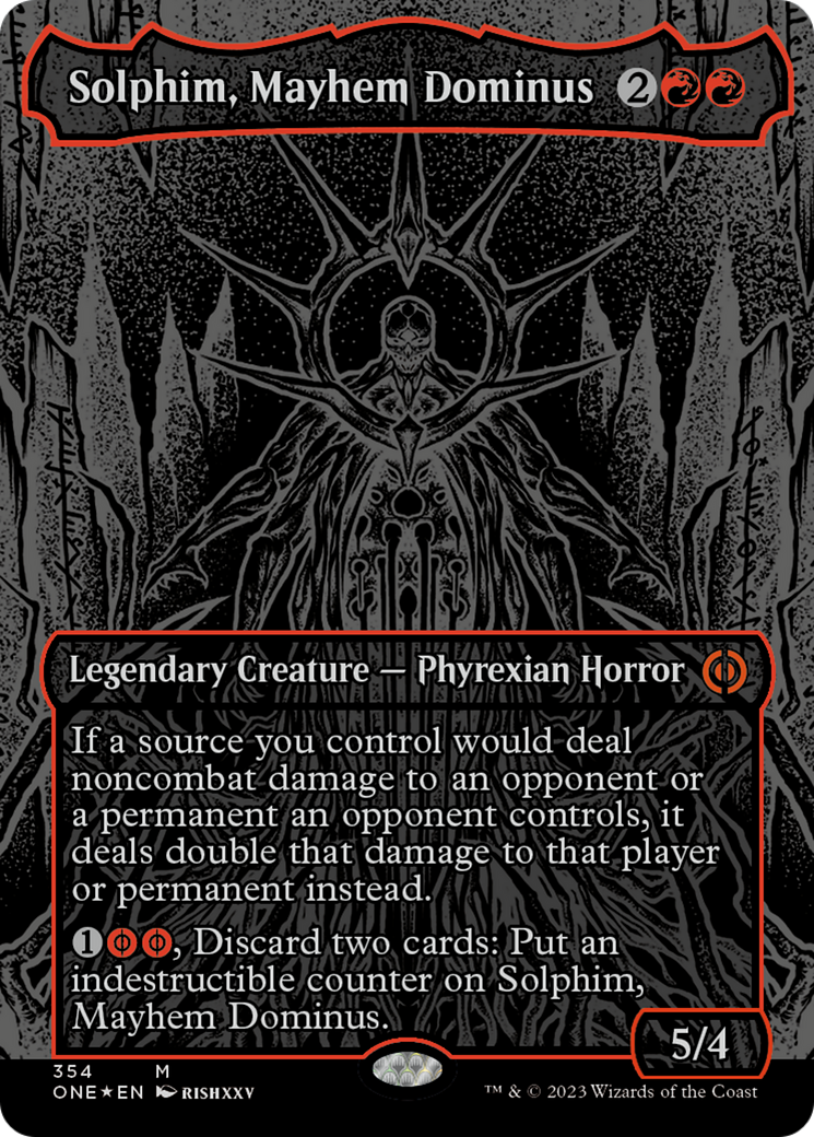 Solphim, Mayhem Dominus (Oil Slick Raised Foil) [Phyrexia: All Will Be One] | GrognardGamesBatavia