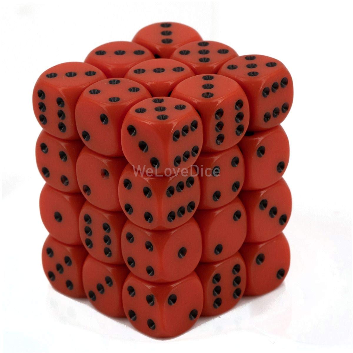 CHX25803 Opaque Orange/Black 12mm d6 Dice Block | GrognardGamesBatavia