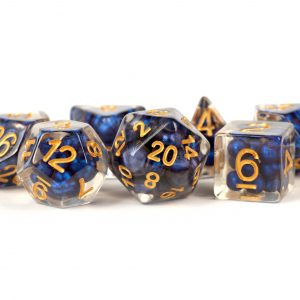 Pearl Dice Royal Blue w/ Gold Numbers 16mm Resin Poly Dice Set | GrognardGamesBatavia