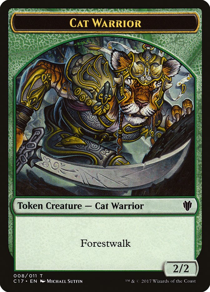 Cat // Cat Warrior Double-Sided Token [Commander 2017 Tokens] | GrognardGamesBatavia