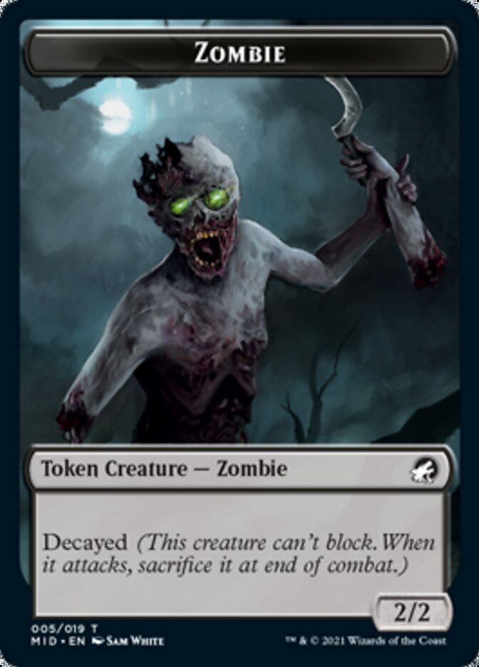 Zombie (005) // Wrenn and Seven Emblem Double-Sided Token [Innistrad: Midnight Hunt Tokens] | GrognardGamesBatavia