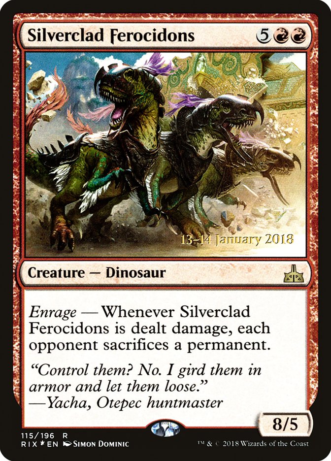 Silverclad Ferocidons [Rivals of Ixalan Prerelease Promos] | GrognardGamesBatavia